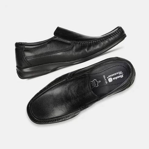 Bata Black Moccasins With Lace-Up Detail For Men