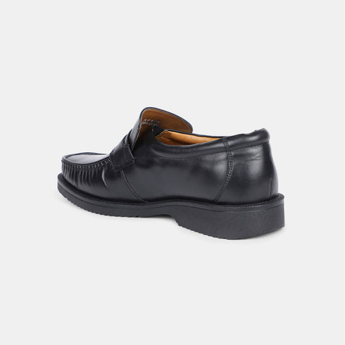 Bata Black Leather Formal Moccasins For Men (Style 8546810)