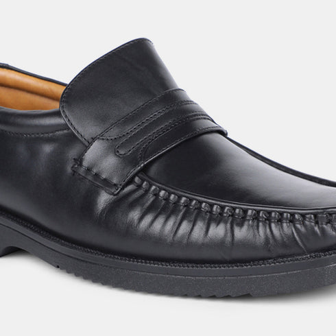 Bata Black Leather Formal Moccasins For Men (Style 8546810)