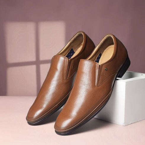 Bata Tan Formal Slip-On Shoes For Men (Style 8553450)