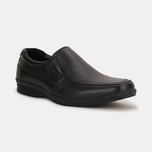 Bata Black Leather Formal Slip-On Shoes For Men (Style 8556637)