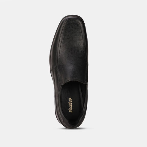 Bata Black Leather Formal Slip-On Shoes For Men (Style 8556637)