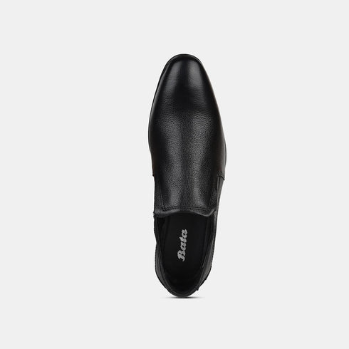 Bata Black Leather Formal Slip-On Shoes For Men (Style 8556911)