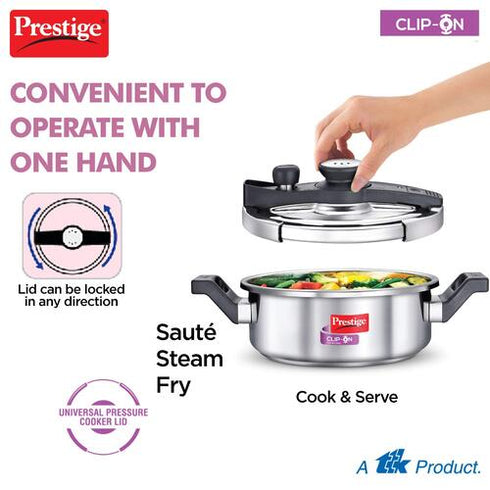 Prestige Clip-on Svachh Stainless Steel Spillage Control Pressure Cooker 5 L