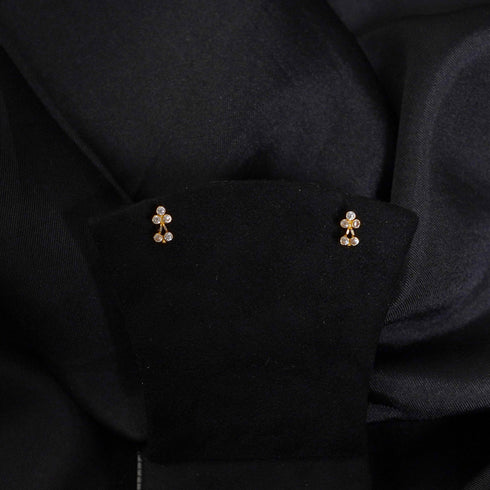 22 Carat Gold White Stone Contemporary Studs 0.65g by Mahita Collections