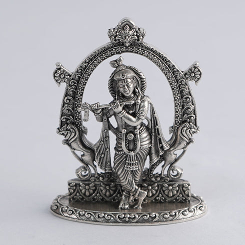 Krishna Idol In Pure Silver Antique 30.5g