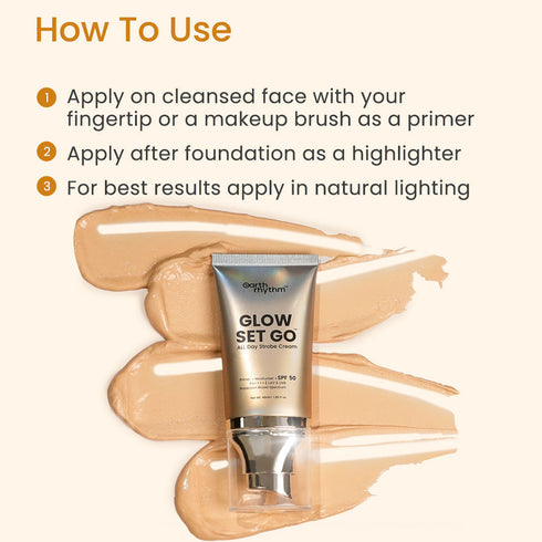 Earth Rhythm Glow Set Go All Day Strobe Cream Primer + Highlighter | SPF 50 Pa++++ - Pearly Glow