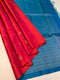 Prakruthi Mughizh Pinkish Red with Blue Bhutta Handloom Soft Silk Saree