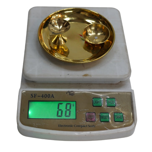 Pure Brass Pooja Plate with Diya