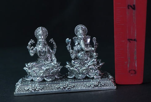 Pure Silver Antique Lakshmi Ganesh 87.52g By Mahita Collections