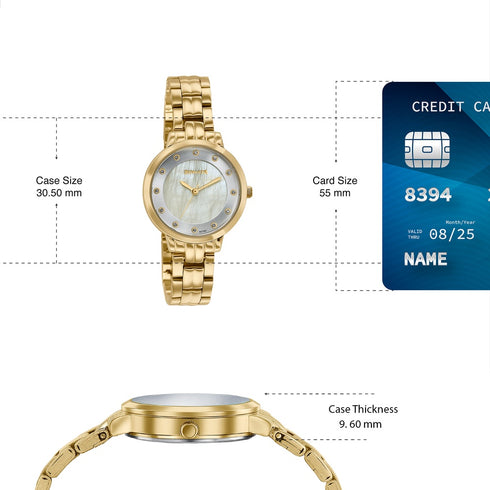 Sonata Jashn Quartz Analog Mother of Pearl Dial Golden Metal Strap Watch For Women