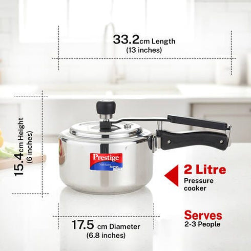Prestige Nakshatra Alpha Svachh Stainless Steel Spillage Control Pressure Cooker 2 L Silver
