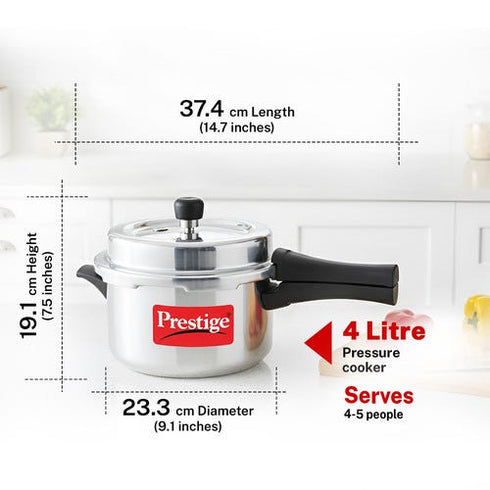 Prestige 4 Litre Aluminium Popular Svachh Outer Lid Pressure Cooker 4 L