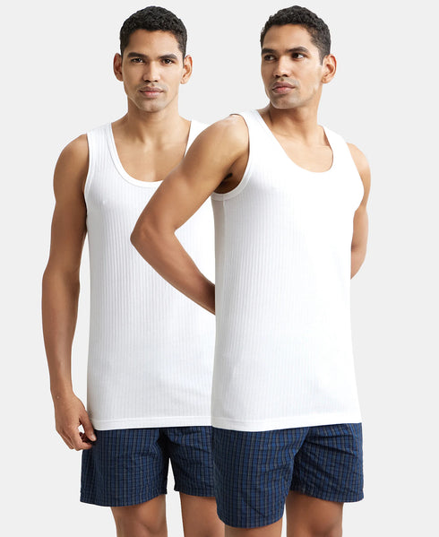Jockey Super Combed Cotton Round Neck Sleeveless Vest | White | Pack of 2 | 80cm