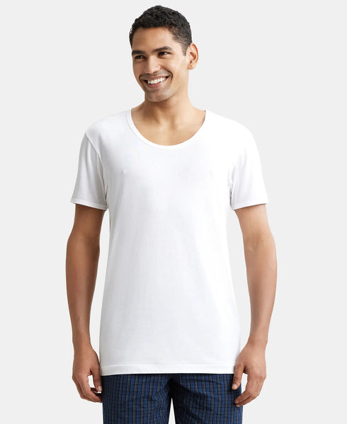 Jockey Super Combed Cotton Round Neck Half Sleeved Vest | White | Pack of 2