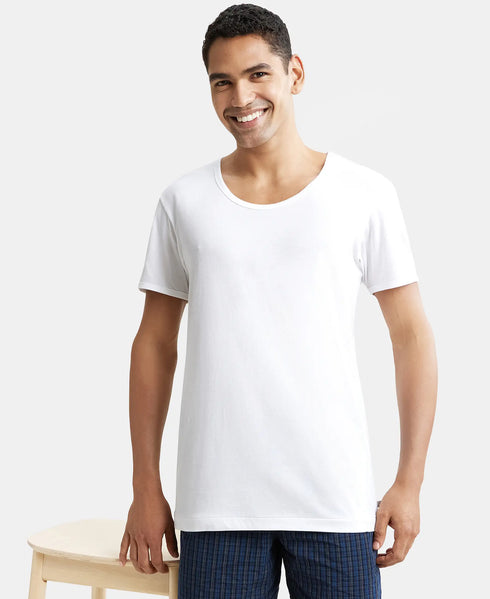 Jockey Super Combed Cotton Round Neck Half Sleeved Vest | White | Pack of 2