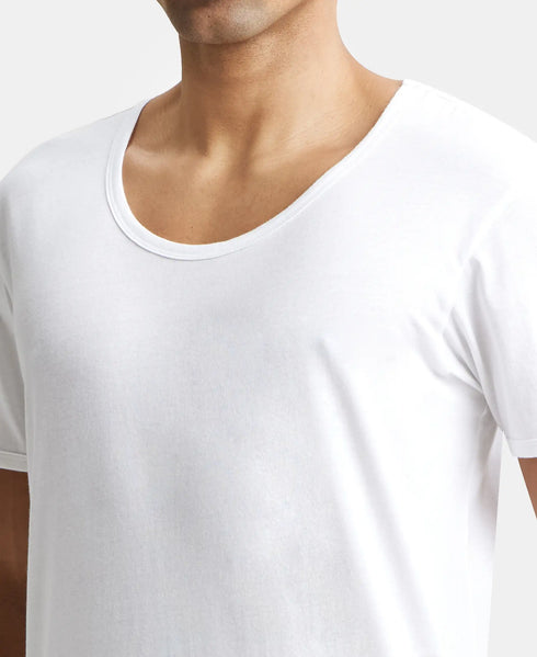 Jockey Super Combed Cotton Round Neck Half Sleeved Vest | White | Pack of 2