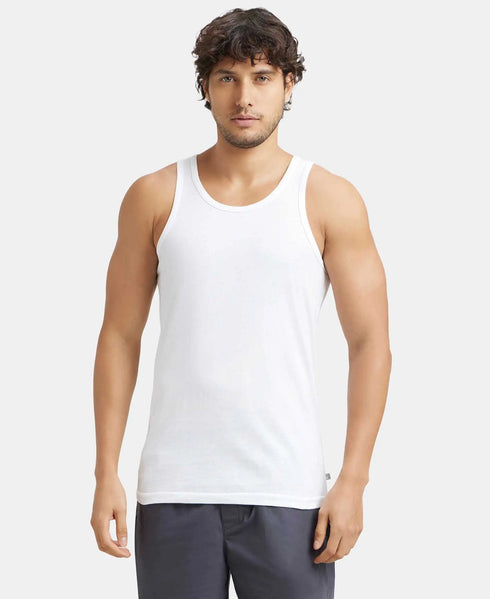 Jockey Super Combed Cotton Round Neck Sleeveless Vest | White