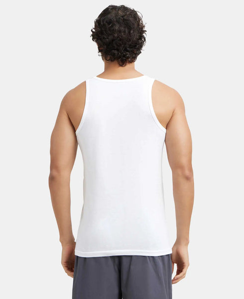 Jockey Super Combed Cotton Round Neck Sleeveless Vest | White