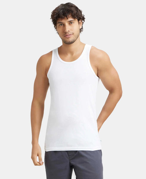 Jockey Super Combed Cotton Round Neck Sleeveless Vest | White