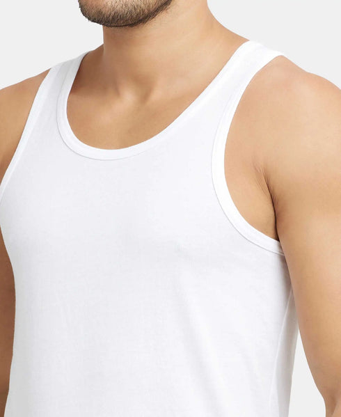 Jockey Super Combed Cotton Round Neck Sleeveless Vest | White