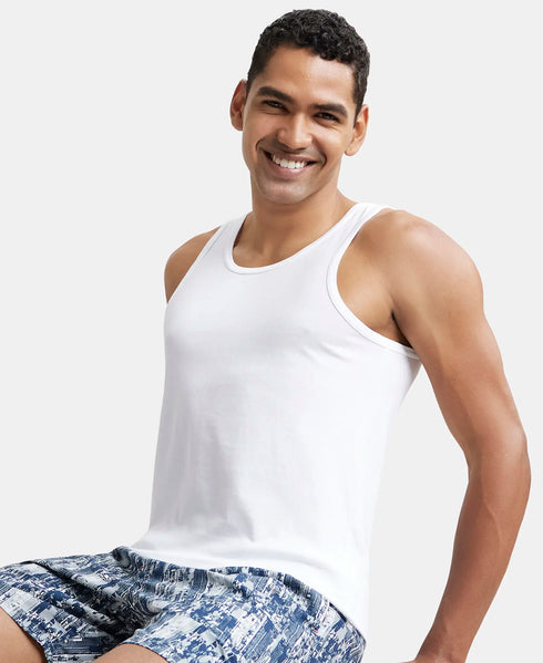 Jockey Super Combed Cotton Round Neck Sleeveless Vest | White | Pack of 2