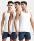 Jockey Super Combed Cotton Round Neck Sleeveless Vest | White| Pack of 3