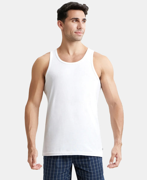 Jockey Super Combed Cotton Round Neck Sleeveless Vest | White| Pack of 3