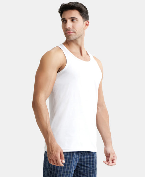 Jockey Super Combed Cotton Round Neck Sleeveless Vest | White| Pack of 3