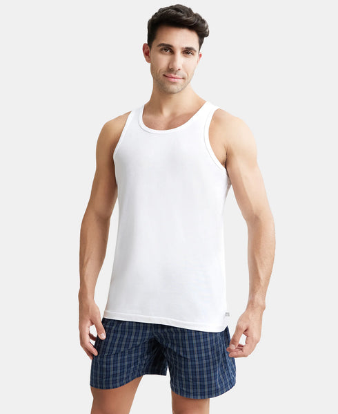 Jockey Super Combed Cotton Round Neck Sleeveless Vest | White| Pack of 3