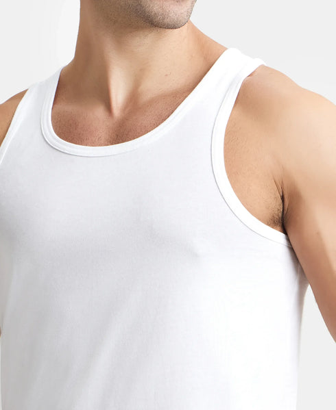 Jockey Super Combed Cotton Round Neck Sleeveless Vest | White| Pack of 3