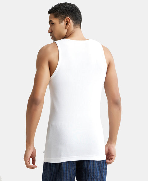 Jockey Super Combed Cotton Rib Round Neck Sleeveless Vest with StayFresh Properties | White| Pack of 3