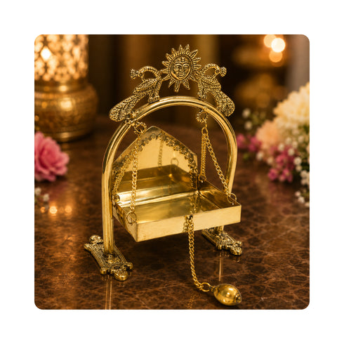 Brass Peacock Design Jhula 298g Set of 1