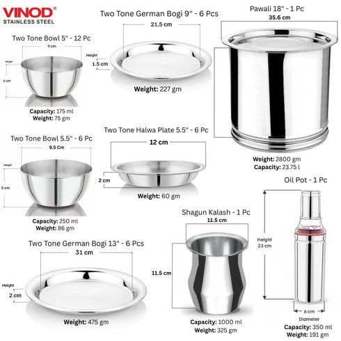 Vinod Deluxe 116 Pieces Griha Pravesh Set Elegant Gifting Option for Weddings Anniversaries and Auspicious Occasions