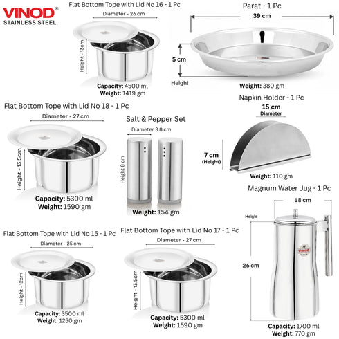 Vinod Deluxe 116 Pieces Griha Pravesh Set Elegant Gifting Option for Weddings Anniversaries and Auspicious Occasions