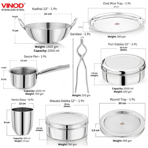 Vinod Deluxe 116 Pieces Griha Pravesh Set Elegant Gifting Option for Weddings Anniversaries and Auspicious Occasions