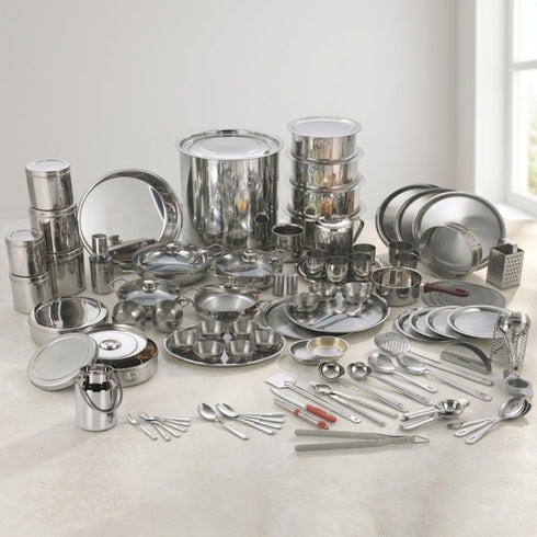 Vinod Deluxe 116 Pieces Griha Pravesh Set Elegant Gifting Option for Weddings Anniversaries and Auspicious Occasions