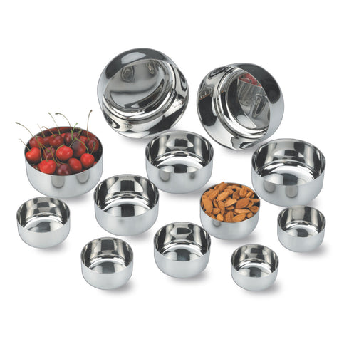 Vinod Stainless Steel Vati Katori Set of 12 Pieces 175 ml High Grade Steel Tough and Strong Dishwasher Safe and Rust Free