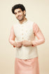 Manyavar Off White Boota Print Nehru Jacket