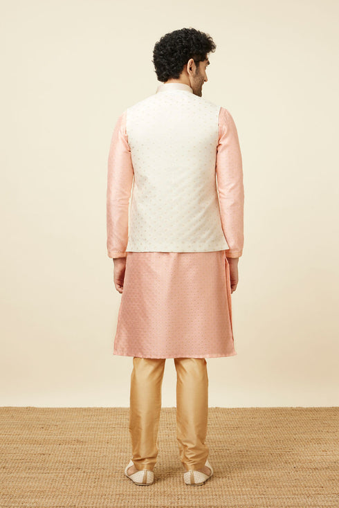 Manyavar Off White Boota Print Nehru Jacket