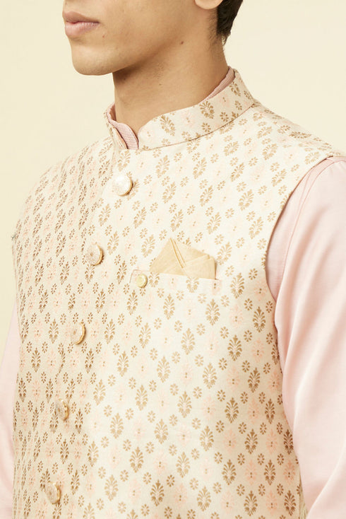 Manyavar Beige Jacket With All Over Motifs