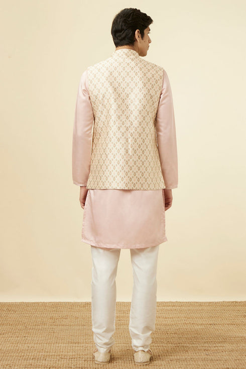 Manyavar Beige Jacket With All Over Motifs