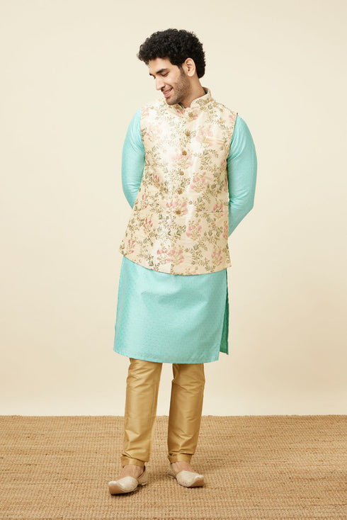 Manyavar Biscuit Shade Jacket With Floral Work