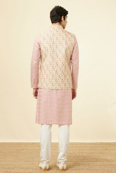 Manyavar Beige Floral Work Jacket