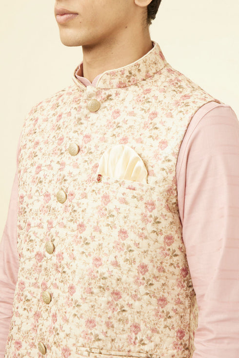 Manyavar Beige Floral Work Jacket
