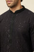 Manyavar Black Chikankari Kurta Set with Sequin Embroidery