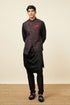 Manyavar Black Draped Kurta Jacket Set
