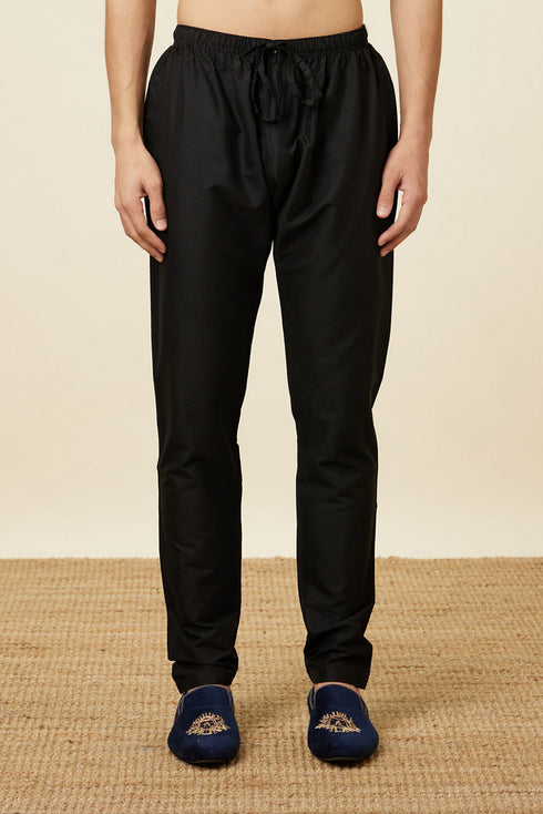 Manyavar Black Draped Kurta Jacket Set