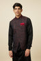Manyavar Black Draped Kurta Jacket Set