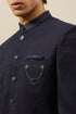 Manyavar Midnight Blue Bel Buti Patterned Indo Western Set